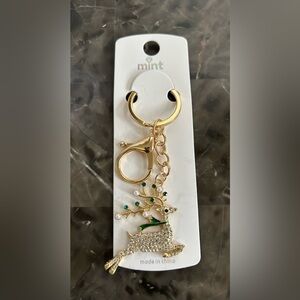 Mint Gold and Green Deer Bag Charm/Keychain